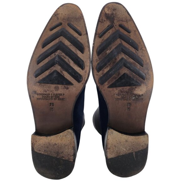 Donald J. Pliner Italy Navy Blue Suede Chelsea Ankle Boots Mens 7.5M Dress Shoes - Picture 3 of 12